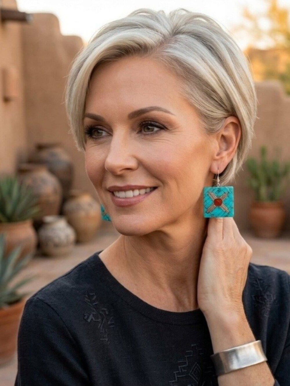 These Turquoise and Coral Zia Inlay Earring Are Hand Crafted By Santo Domingo.